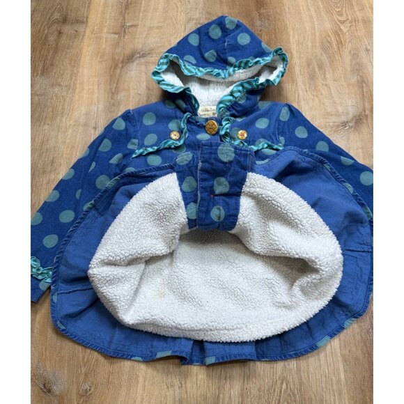 Matilda Jane Ruffle Polka Dot Fleece Lined Corduroy Jacket Hooded Size 4 - Picture 6 of 9